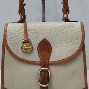 Vintage Dooney and Burke Cream and Tan Leather Handbag